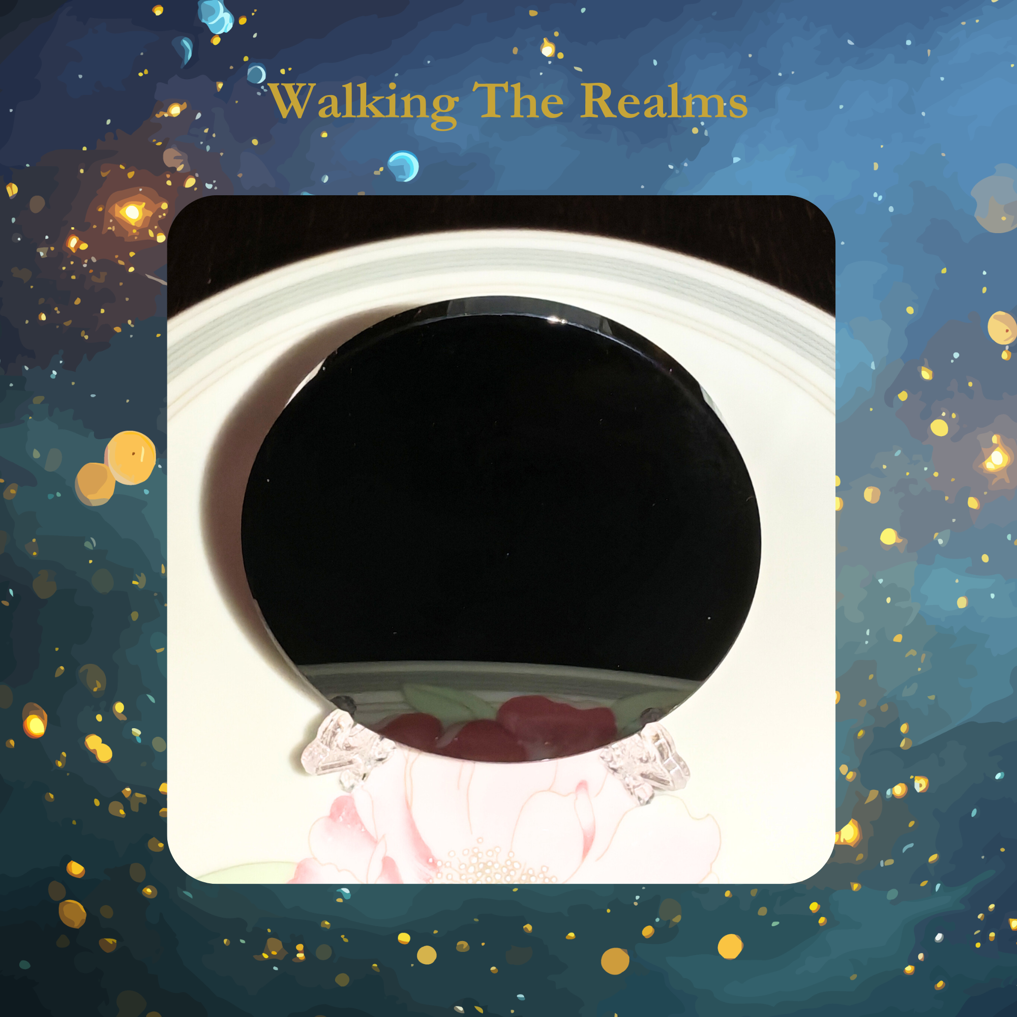 Obsidian Mirror with 4 Spells: Absorb and Transmute, Cleanse, Break Curses and Send Back to Sender.